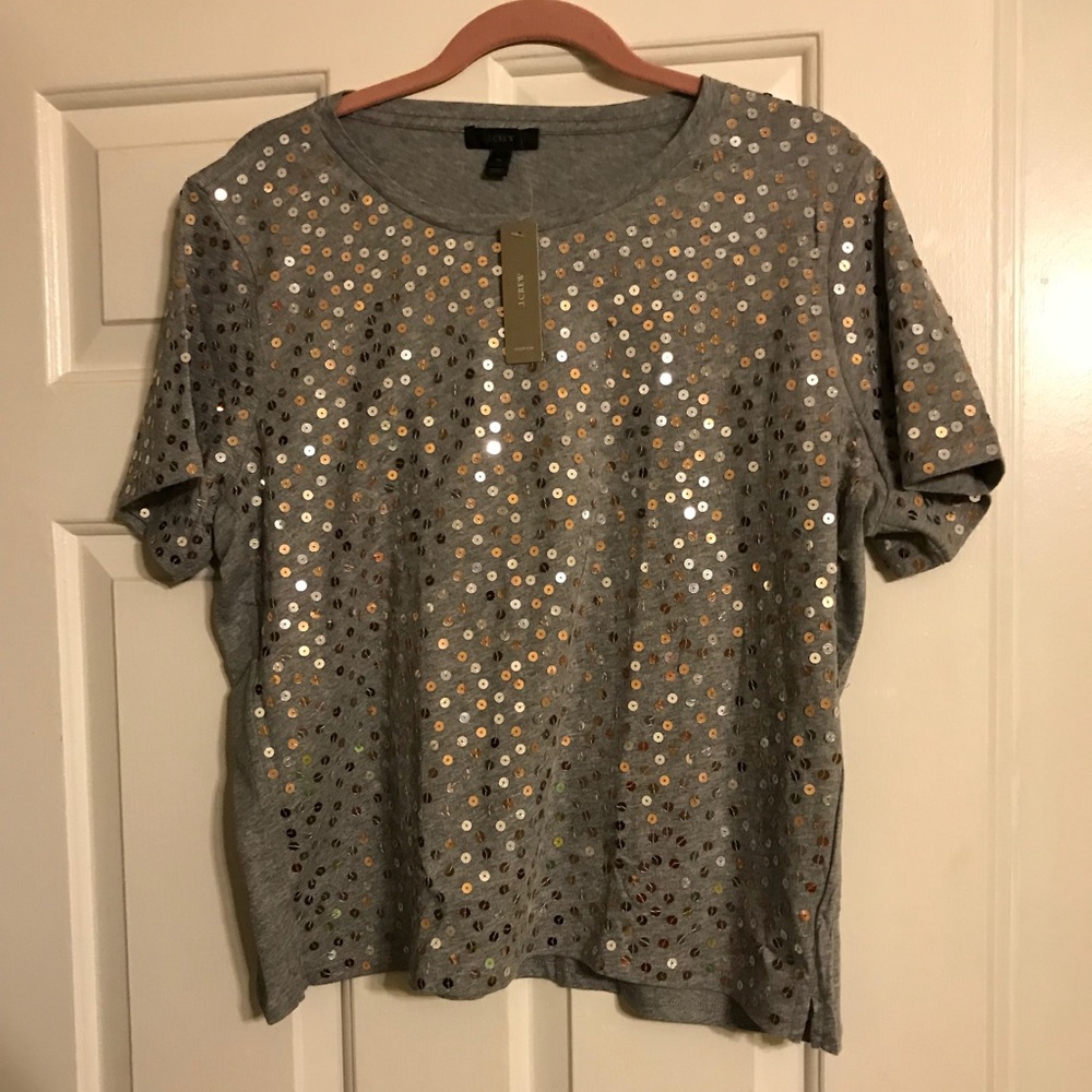 JCrew metallic sequin T-shirt